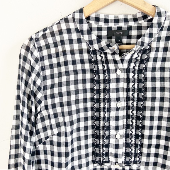 J. Crew Gingham Bell Sleeve Long Sleeve Blouse - Picture 2 of 6